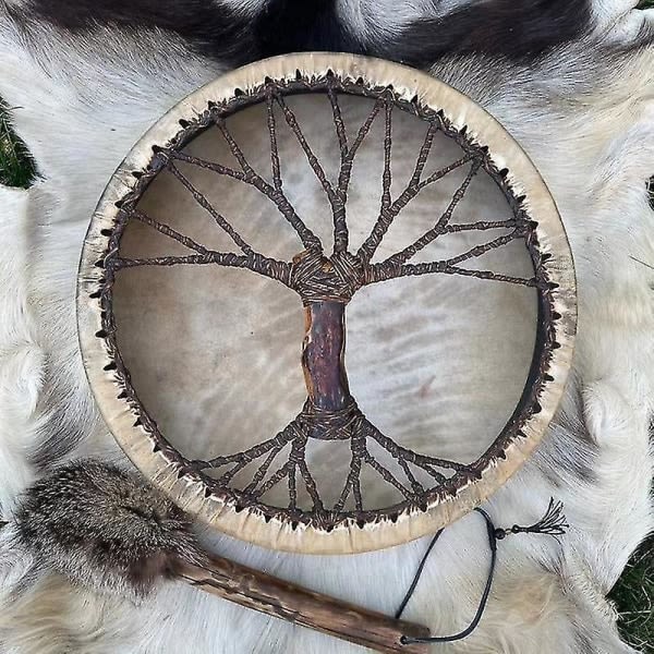 Tree Of Life Shaman Drum Handmade Siberian Drum Spirit Music Symbol Garden Decor