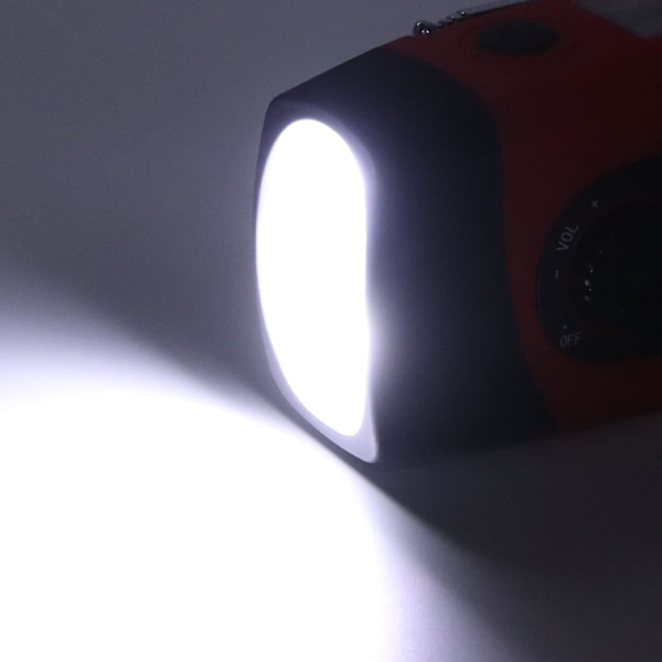 Vejrradio, 2000mAh Solcelledrevet Nød Håndsving Radio med LED Lommelygte, SOS Alarm
