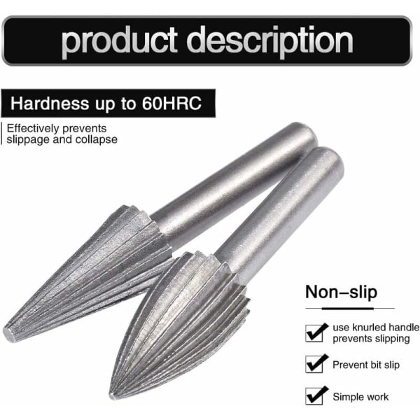 Overflade Dobbelt Snit Tungsten Rotationsfræser Tungsten Skaft 6mm Filgravyrslipbitar (6stk)