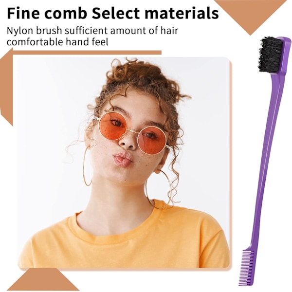 Slick Brush Set Tettbørstesett Plastbørste Hårbørste Tettkam Kantbørste Stellkam Purple