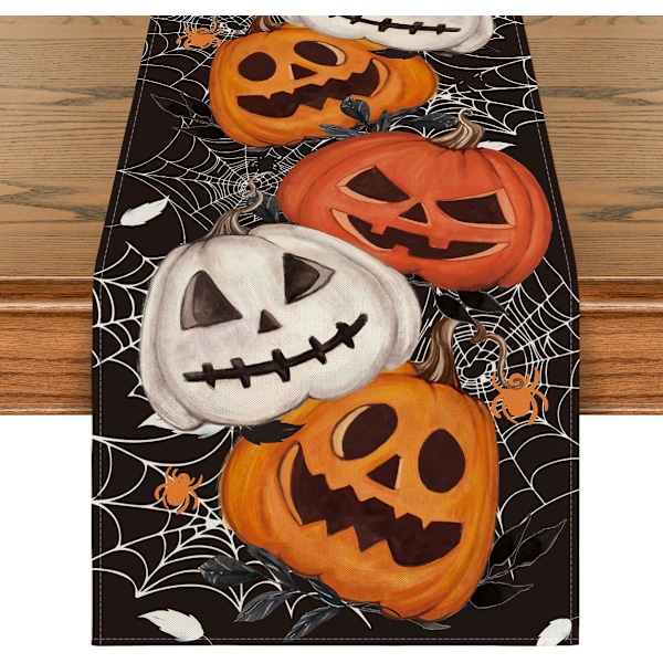 Mustat Kurpitsat Hämähäkinseitit Halloween-Pöytäliina, Kausimainen Syksyinen Keittiön Ruokapöydän Koriste Kotijuhliin 13x72 Tuumaa