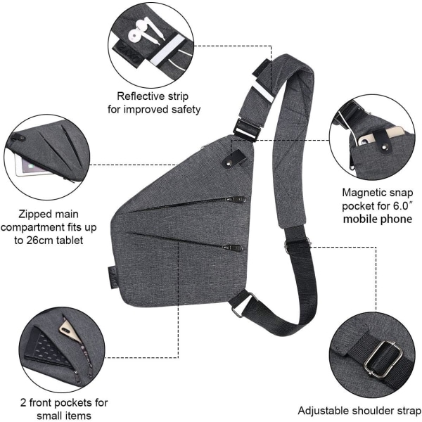 Mäns axelväska crossbody bröstväskor ultralätt axelväska herr axelväska multifunktionell ryggsäck vandring cykling resor