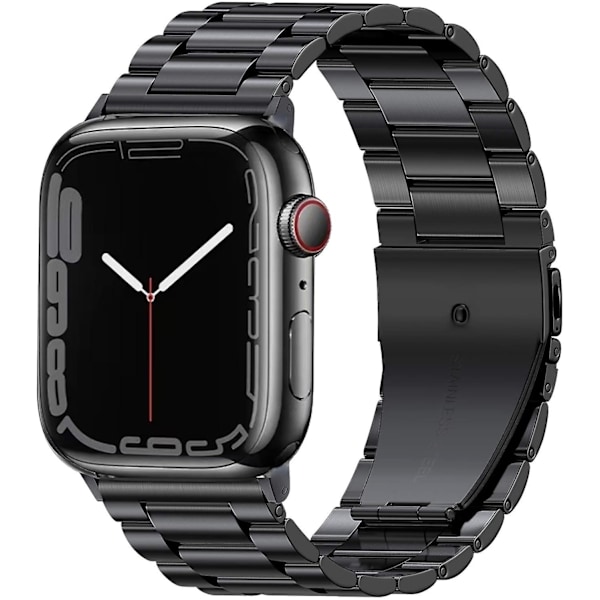 Metallband för Apple Watch Ultra 49mm 8 7 45mm 41mm Smartwatch Armband i Rostfritt Stål för Iwatch 6 5 4 3 Klocka 44mm 42mm 40mm Svart Black For iwatch 7 41mm