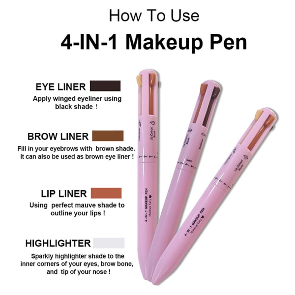 Glitter Highlighter 4 In1 Makeup Pen Øyenbrynspenn 1