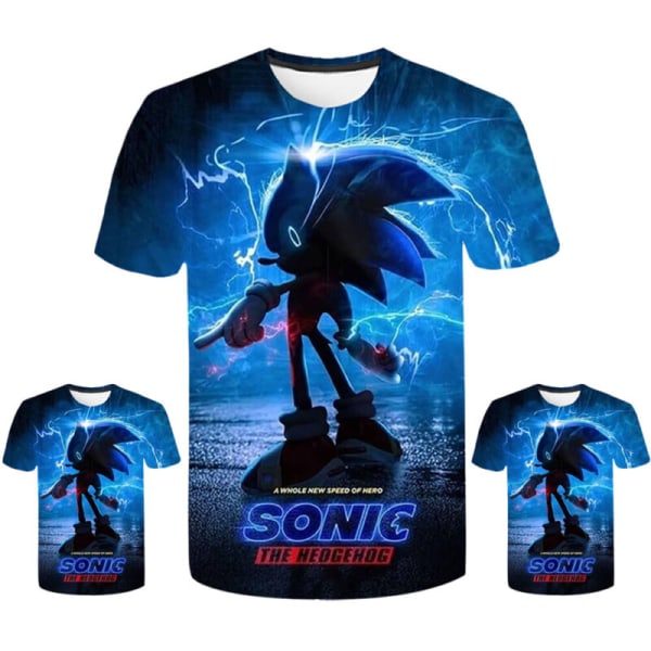 Sonic The Hedgehog Barn Pojke 3D-tryckta Kortärmade Casual Toppar Blue