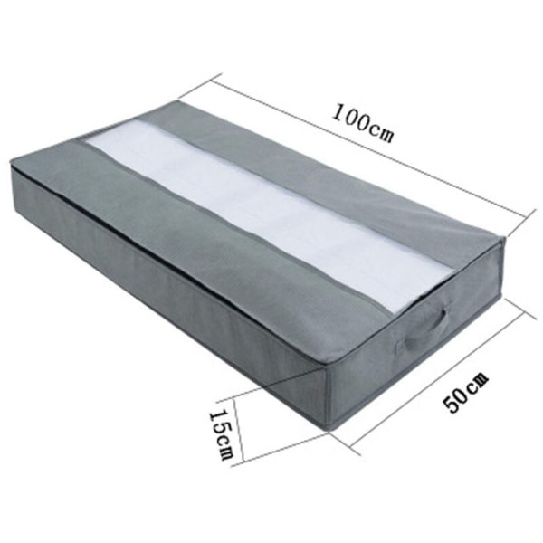 2-pack organizer för förvaring under sängen, med handtag med hög densitet och 1 genomskinligt fönster, robust förvaringsutrymme i Oxford-tyg, grå lihjt