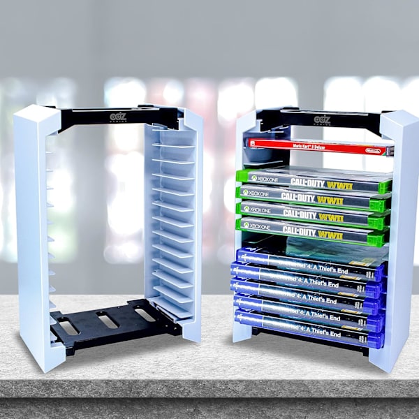 3-i-1 Spelkonsol Organiser, PS5 Tillbehörssats - 12 Skivor Universal Spellagringstorn
