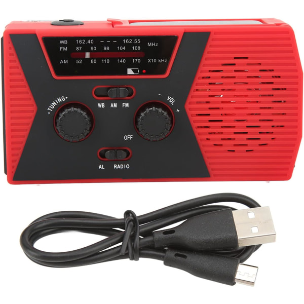 Solenergidrivna Nödradio, ABS Solenergi Handvevad Självförsörjande Radio FM AM NOAA Väderradio