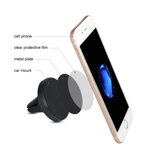 360 Roterende Eksos Magnetisk Telefonholder Universal Bil iPhone black