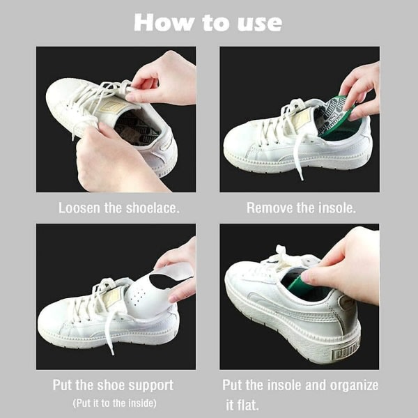 Urheilukenkäsuojat, Valkoiset Universal rypytyssuojat Sports Shield -kengän rypistymissuoja ehkäisee varpaiden ryppyjä kenkien rypistymistä vastaan ​​naisille (5 paria,