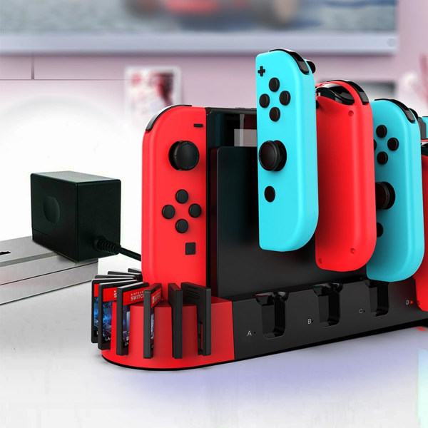 Switch Controller Laddare för Nintendo Switch/Switch OLED-modell, Switch Laddningsdocka med 9 spel