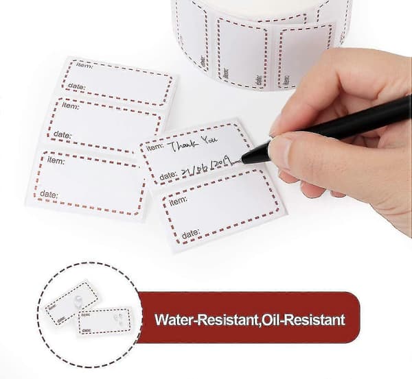 1000-pack Removable and Waterproof Self-Adhesive Freezer Labels 50 x 25 mm White and Red