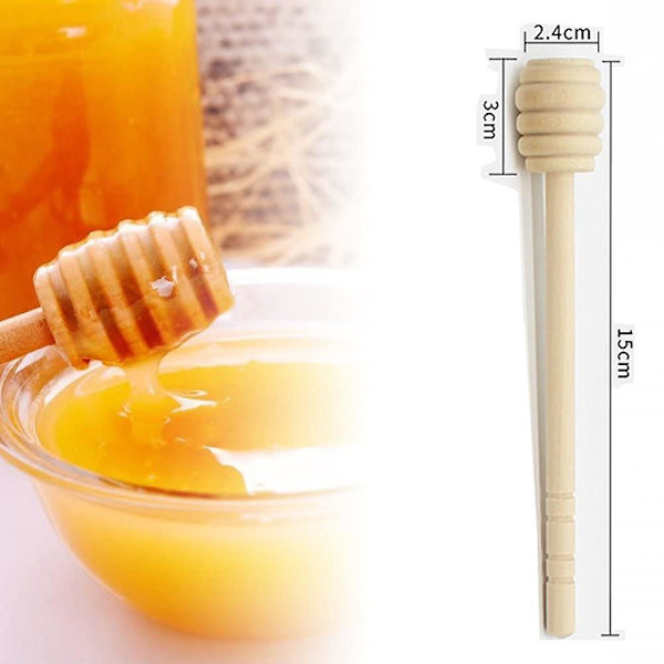 50 st Trähonungsskedar, Mini Honungsspridare, Trähonungsdippare, Rörpinne för Honungsburk Vattning Honung (15cm)_xx
