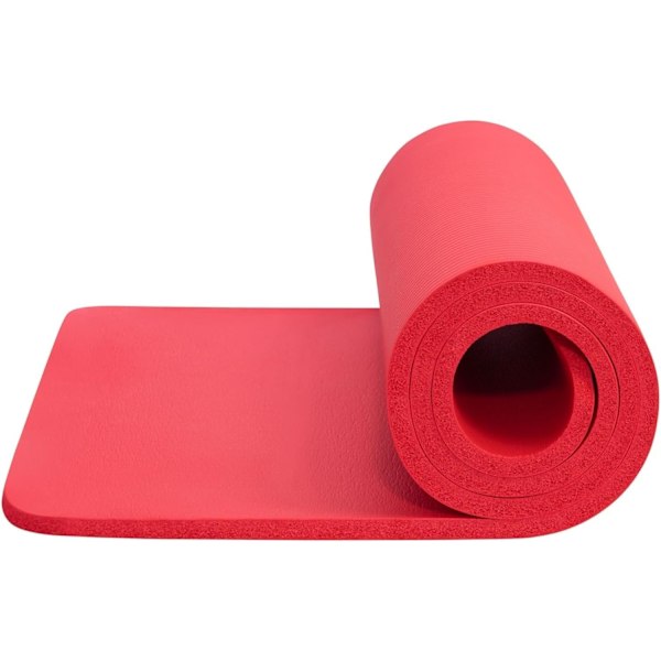 Yogamatta | Multifunktionell Extra Tjock Träningsmatta i Skum | Stretching, Motståndsträning och Terapi – Pilates, Gymutrustning Red