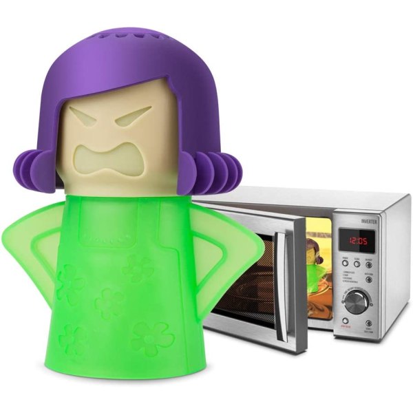 Angry Mama Mikrobølgerenser Angry Mom Damprenser for mikrobølgeovn og desinfiserer med eddik og vann til kjøkken (grønn)