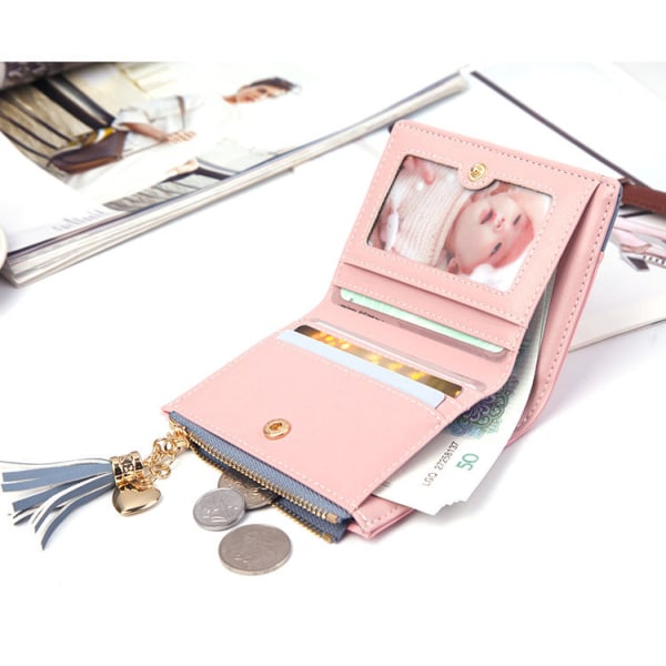 Pung til kvinder Lille kompakt tegnebog Bifold, RFID Pung Kreditkortholder Mini Bifold Pocket Pocket （sort）