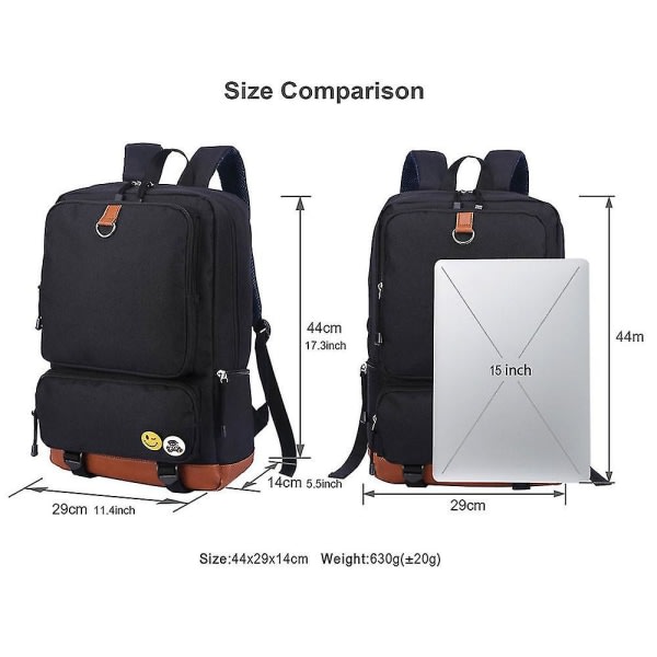 Skoletaske med rygsæk med stor kapacitet til teenagere (1-36) H（Blå）