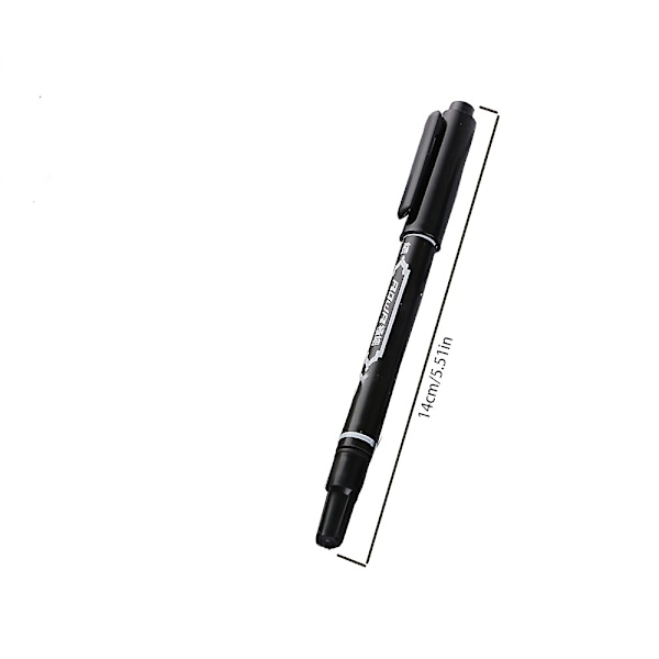Permanent Markering Pen 0.8/2mm Spids Dobbelt Hoved Vandtæt Sort Blå Rød Pen Til Student Papir Stål CD Glas Klud Farve Kontor Skoleartikler Ed