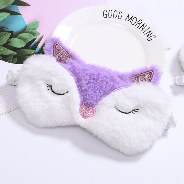 2pcs Cute Animal Sleep Mask For Girls Cute Cartoon Fox Alpaca Soft Plush Blindfold Sleep