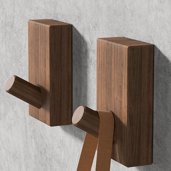 Väggkrok i trä Kraftig Dörrkrok Multifunktionell Hatthängare för Hemmet Svart Valnöt Black Walnut 3pcs