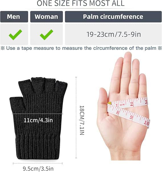 Vinter Touchscreen Handsker Unisex Bløde Varme Femfingre Design 16 cm Sort