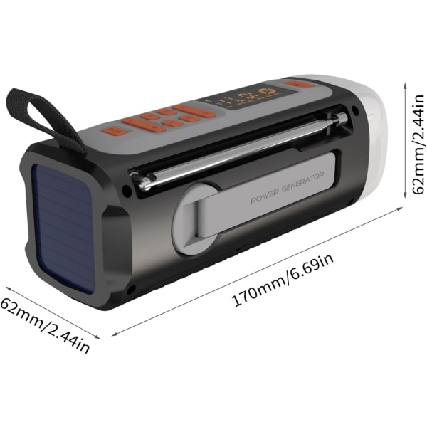 Nödradio, 4500mAh Bärbar Handvev Solcellsdriven AM FM SW Radio Utomhusradio Trådlös