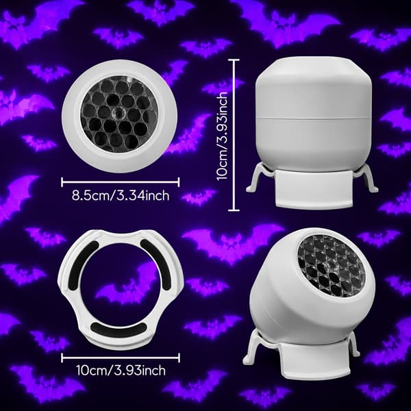Dynamisk fladdermusprojektorlampa USB-driven 360 roterbar projicerar lila fladdermusväggmönster för sovrum vardagsrum skräckfester Halloween-dekor Bat