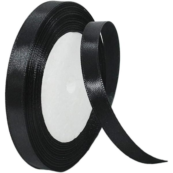 Sort Satinbånd 10mm til Gaveindpakning