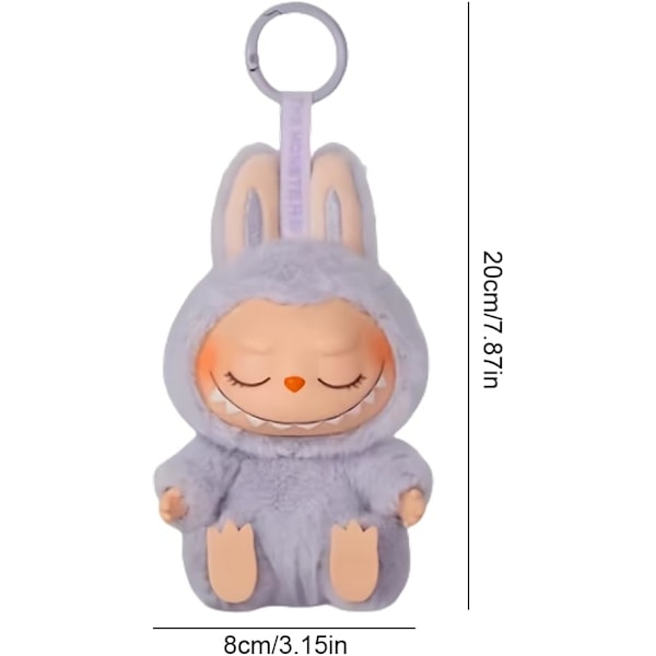 Labubu Popmart Plysch Nyckelring, Monster Nyckelring Gosedjur, 17cm Macarons Vinyl Face Storyfigurer Samlarfigurer (Lila Labubu Två) purple labubu two