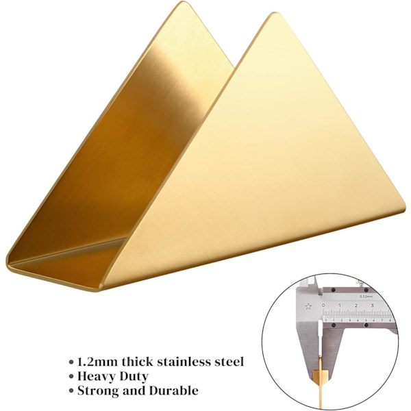 Guld Rustfrit Stål 304# Serviet Holder, Trekant Cocktail Serviet Dispenser Organizer