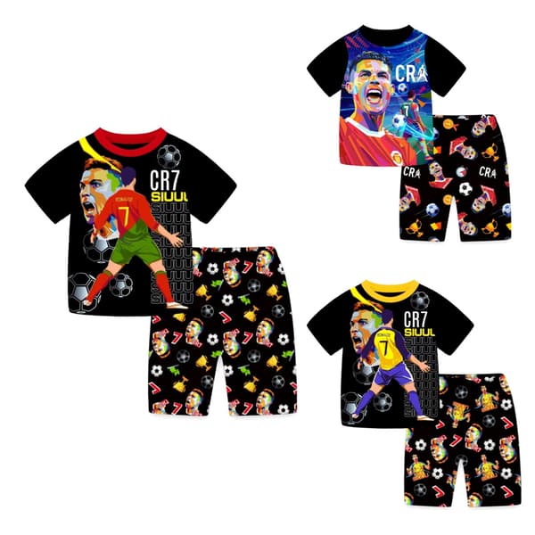 Kortermet pysjamasett for barn til vår og høst s10263 140cm