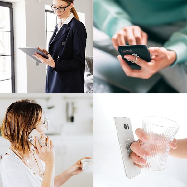 2 st telefonringhållare stativ mobiltelefon blomma finger ring grepp stativ metall universellt kompatibla tillbehör med smartphone, mobiltelefon 2pcs Silver