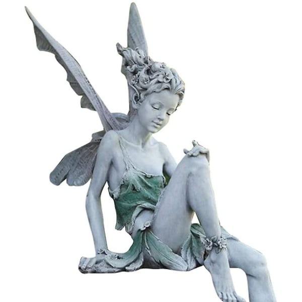 Charmig Fairy Figurine - Dekorativ trädgård - Harts 18cm
