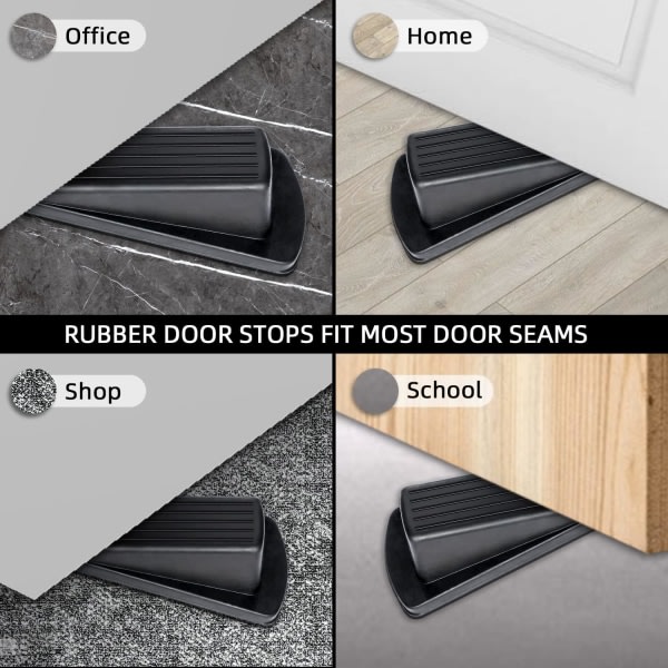 High-quality rubber door stop wedge, 4 pcs (black)