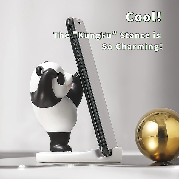 Kawaii Telefonhållare för Skrivbord, Justerbar Kompatibel med Smartphones och Surfplattor, Söt Panda Smartphonehållare, Kawaii Rum Dekoration Estetisk (Svart) BLACK