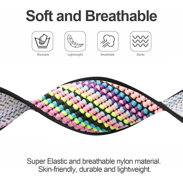 4-delt elastisk nylon kompatibel med Fitbit versa 3 / Fitbit sense, justerbar elastisk stoff smartklokke sportsreim（BohoRainbow/Green Arrow