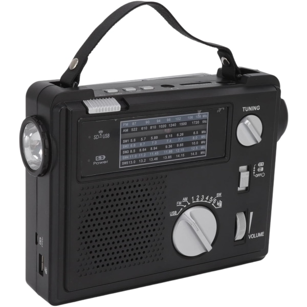 Handvevad Radio AM FM SW Multiband LED Nödradio med MP3-spelare U-disk Lagringskortplats