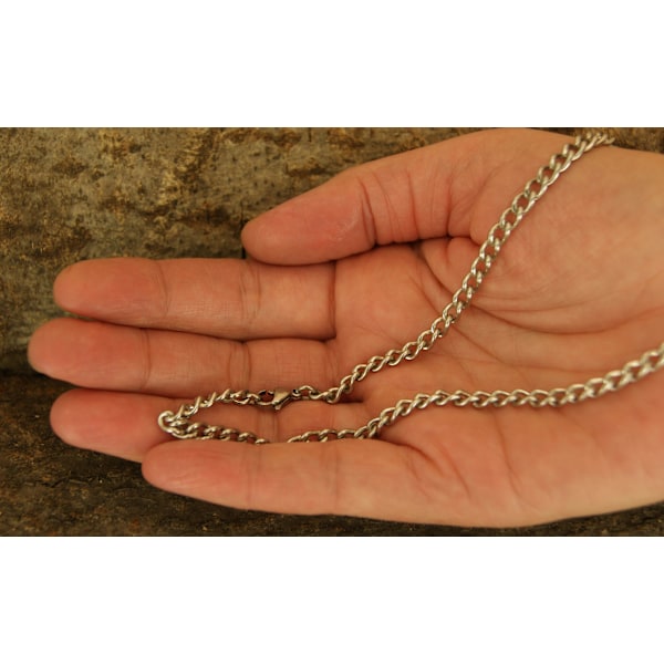 Panserlenke 4 mm - sølv - rustfritt stål 65cm