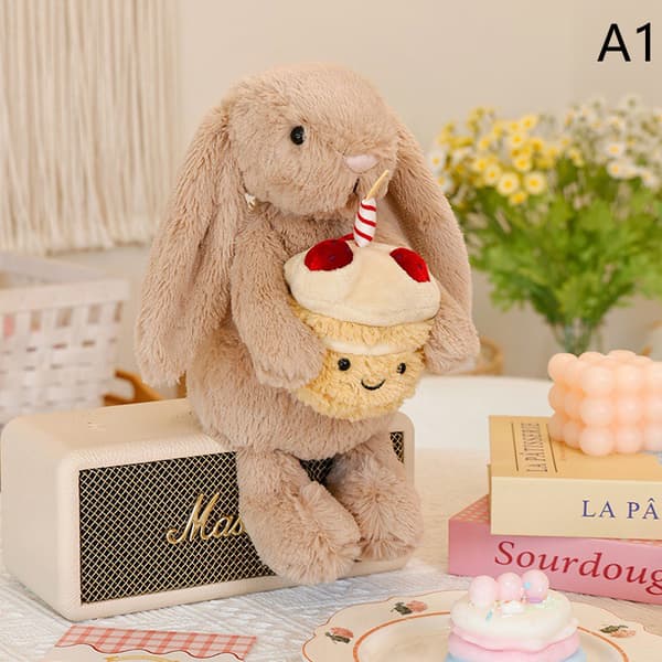 Original Jelly Cat 30cm Bashful Bonnie Holding a Birthday Cake Plush A2
