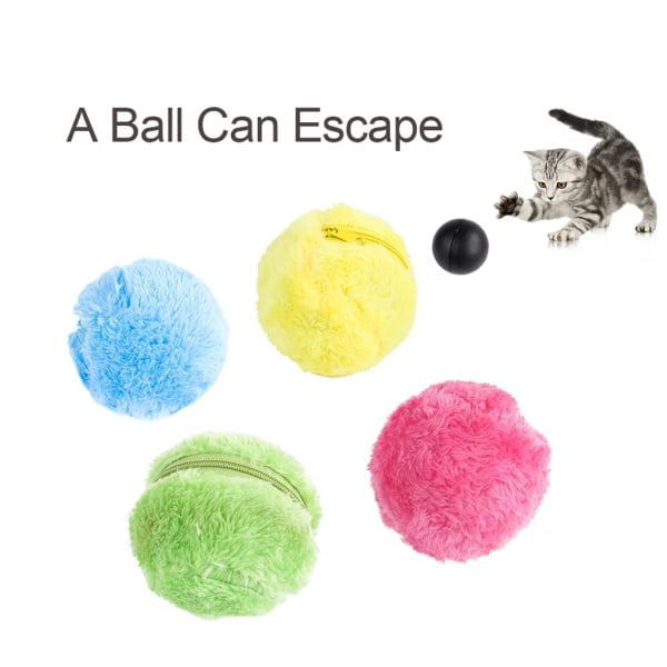 Husdjurshund Katt Automatisk rullbollsleksak Hundplyschleksak Sportaktiveringsboll Husdjursinteraktiv leksak med 4 korallfleeceöverdrag