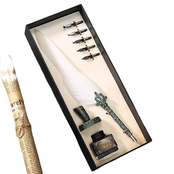 Europeisk vintage-gåspenna set presentask Harry Potter gåspenna set gotisk kropp dopp bläckpenna WHITE