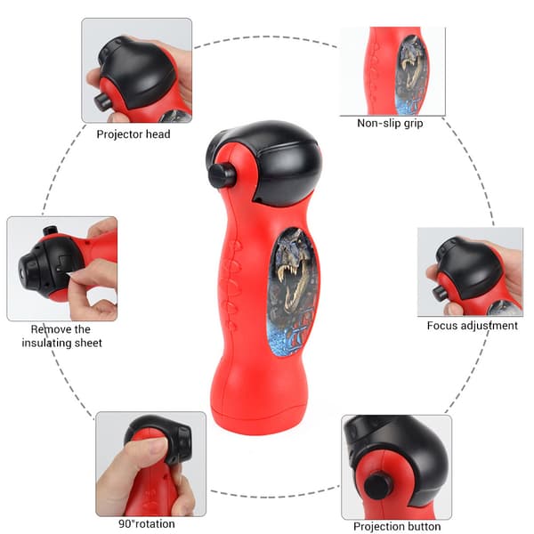 Kids Cartoon Projector Flashlight Luminous Toy Rotatable Lens 24 Patterns