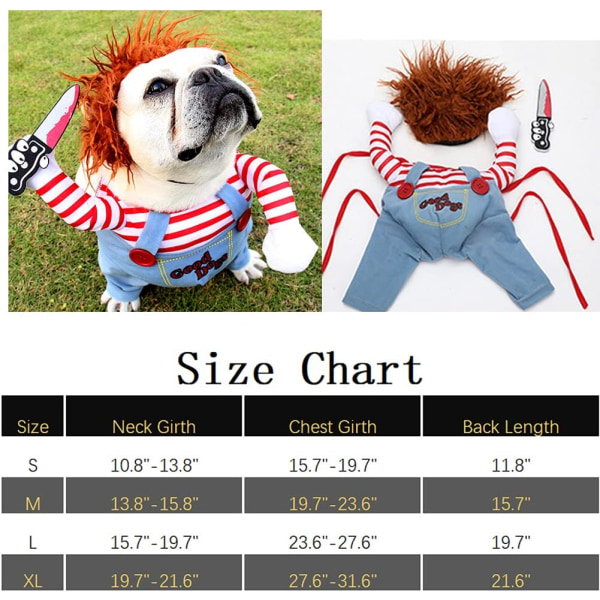 Hunde Forfærdeligt kostume Kæledyr Halloween-tøj Kat Cosplay-festdragt Sjovt hundekostume Små til store hunde(L)