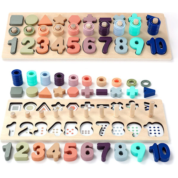 Montessori-lelut vauvoille: Numeroita, laskemista, matematiikkaa, pinoamista - hauskaa esikouluopiskelua pojille ja tytöille | 1-vuotiaan pojan lahja (Makronit)
