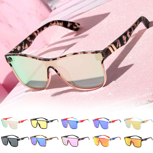 UV400 Solbriller til Mænd Kvinder Stilfulde Unisex Solbeskyttelsesbriller Kørebriller Wrap Around Anti-Glare Briller C