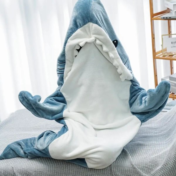 Cartoon Shark Sovepose Pyjamas Office Nap Shark Tæppe M