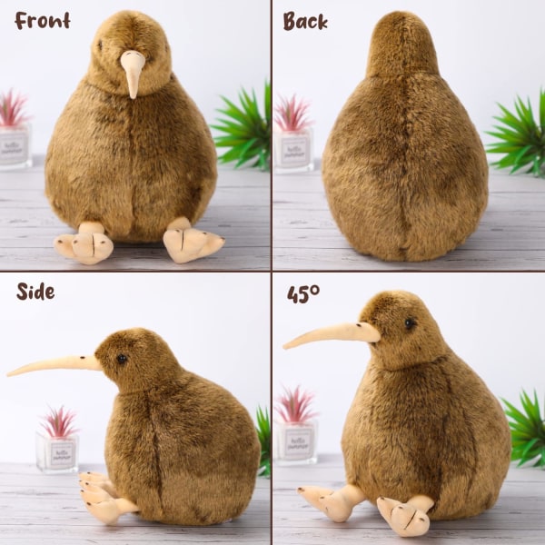 Stuffed Animal Furry Kiwi Plushie Doll, Myk og Fluffy som en Ekte Fugl Koseleke