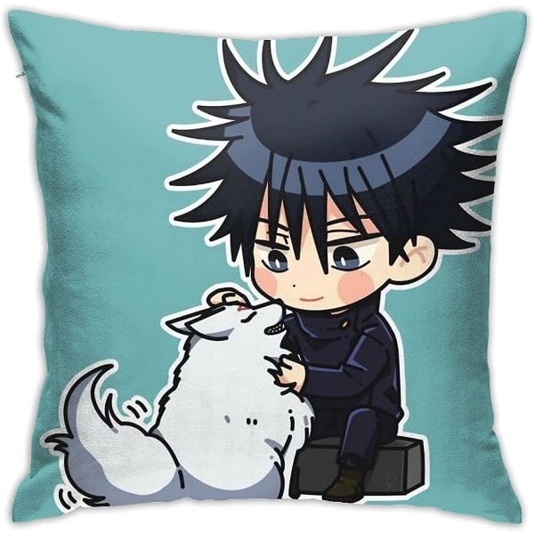 Jujutsu Kaisen Kuddfodral Fushiguro Megumi Polyester Mjukt Dekorativt Fyrkantigt Kuddfodral Lyxiga Örngott för Vardagsrum Soffa