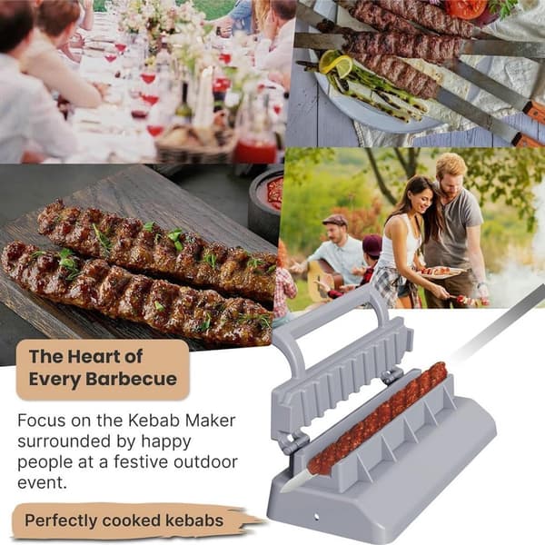 Large Kebab Maker Press - Gray Manual Plastic Kebab Mold - For Kebab & BBQ - Traditional Handmade Kebab
