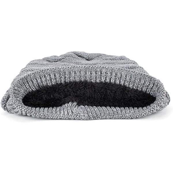 Vintermössa Herrar Varm Stickad Lång Slouch Skull Cap Termisk med Mjuk (Burgundy)